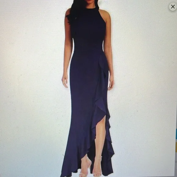 Woosea | Dresses | Woosea Womans Navy High Neck Split Bodycon Mermaid Evening  Cocktail Long Dress | Poshmark